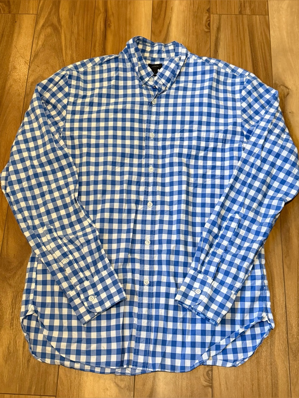 J Crew Shirt Mens Medium Blue and White Plaid Check Button Down Business Casual
